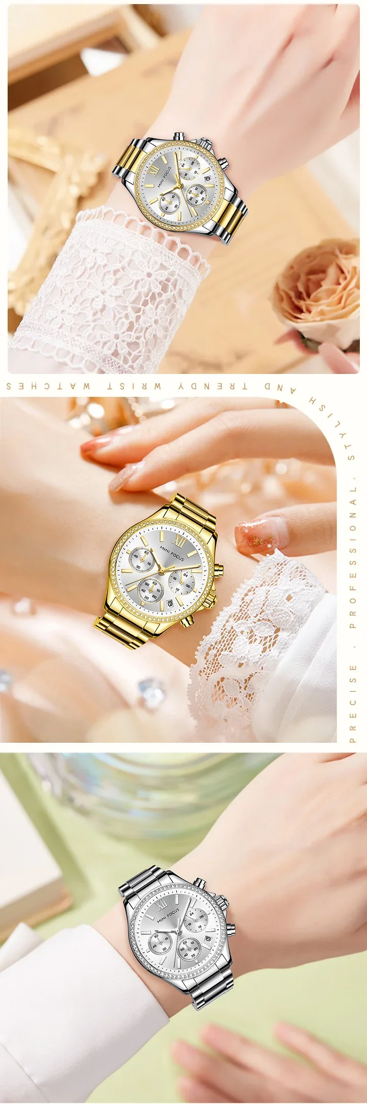 MINI FOCUS MF0617L Elegant Women's Stylish Multifunction Quartz Watch
