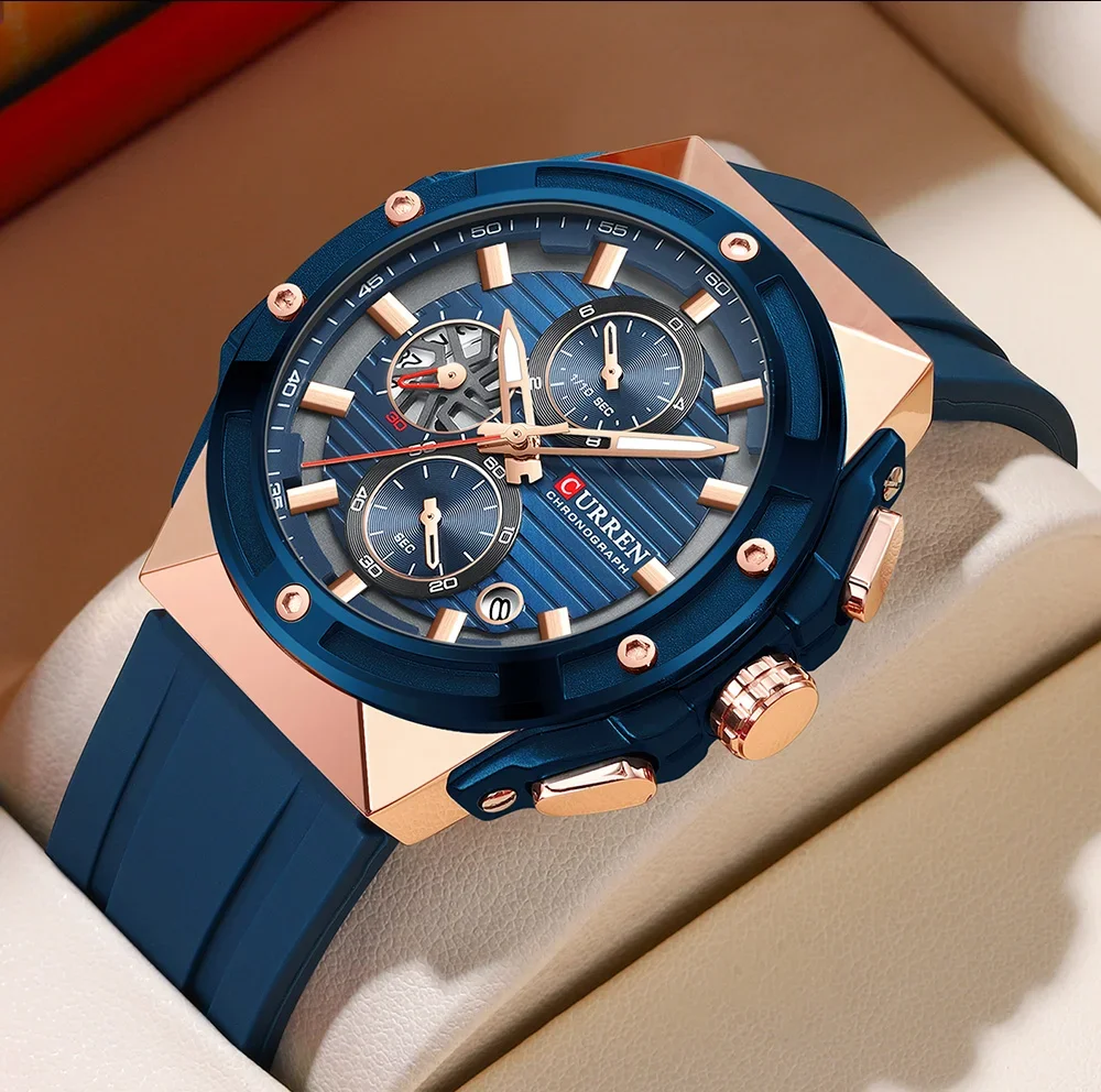 CURREN 8462 1/10 Sec Chronograph Quartz Watch for Men 30M Waterproof
