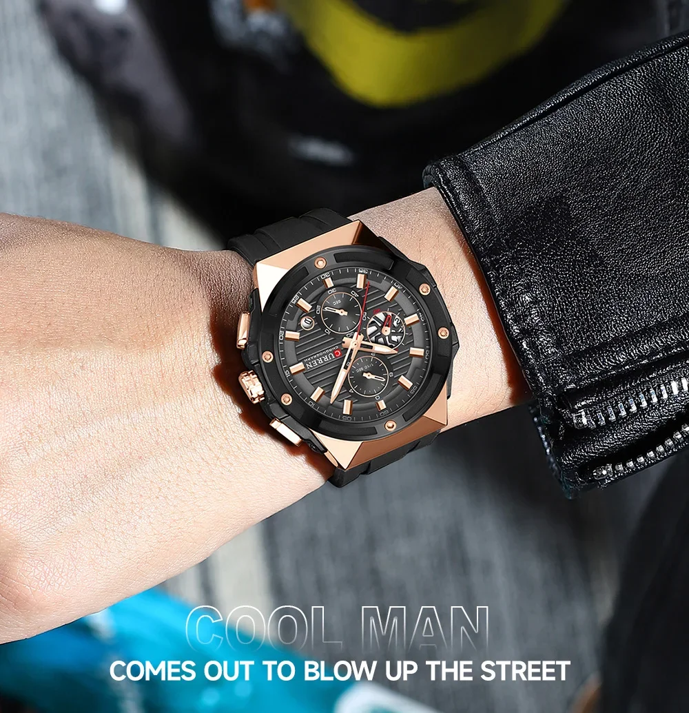 CURREN 8462 1/10 Sec Chronograph Quartz Watch for Men 30M Waterproof
