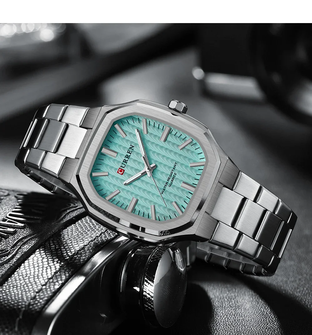 CURREN 8458 Men's Square Steel Band Quartz Watch Supplier