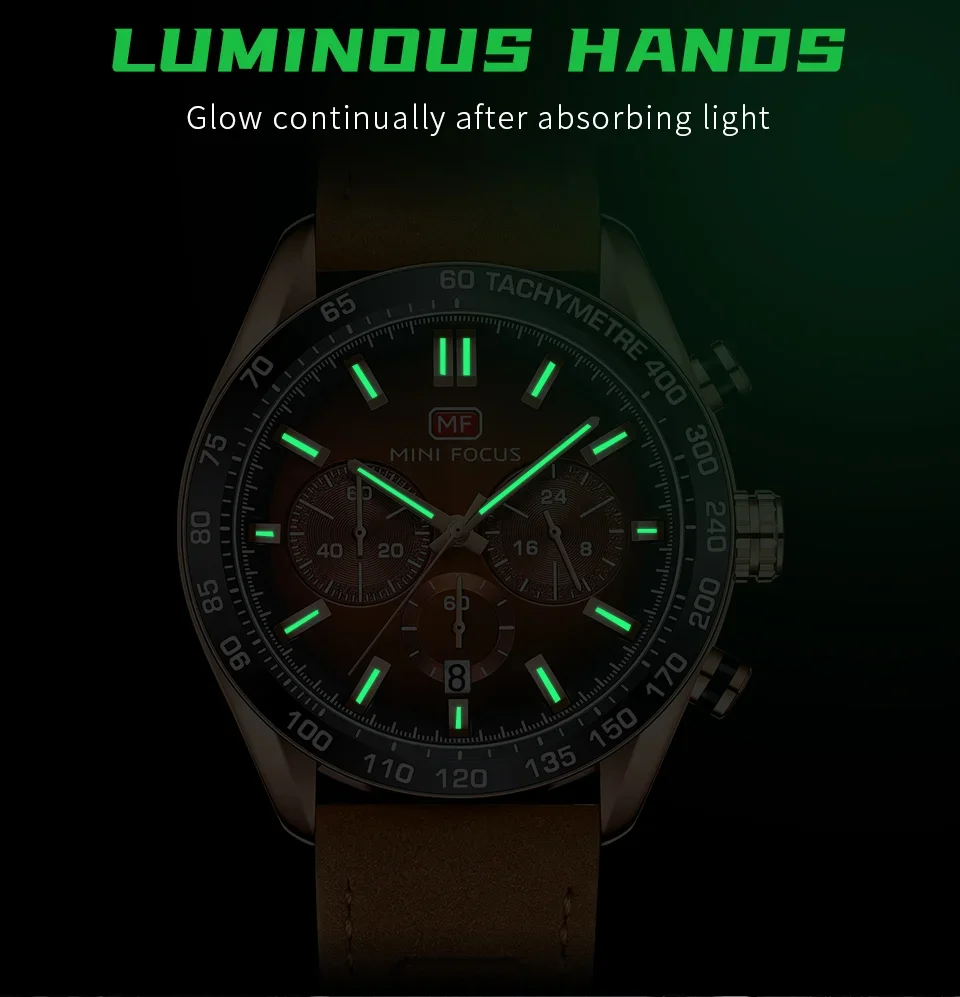 MINI FOCUS MF0403G Men's Casual Quartz Watch | 3-Dial Chronograph Watch Wholesale