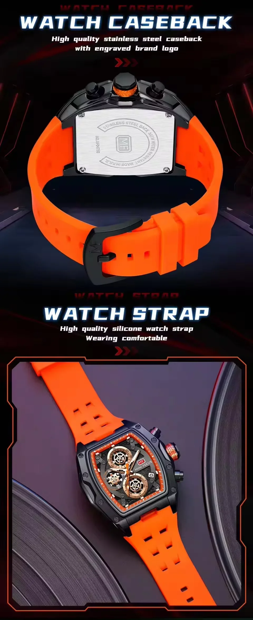 Mini Focus MF0473G on wrist with silicone strap