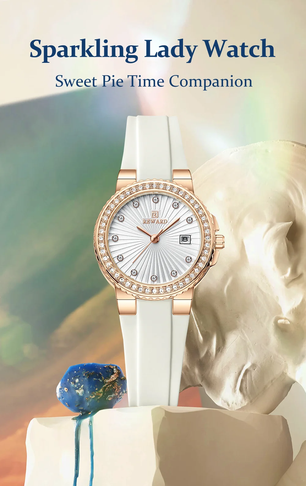 REWARD RD231780L Women Fashion 30 Meters Waterproof Diamond Quartz Watch