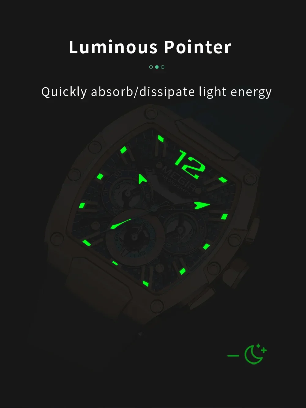 Megir 8112G luminous hands glowing in the dark