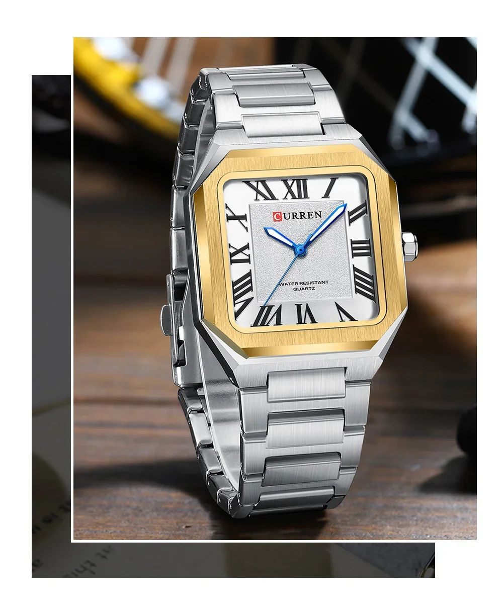 Wholesale CURREN 8482 Men's Luxury Square Watch – Roman Numeral Dial & 30M Waterproof