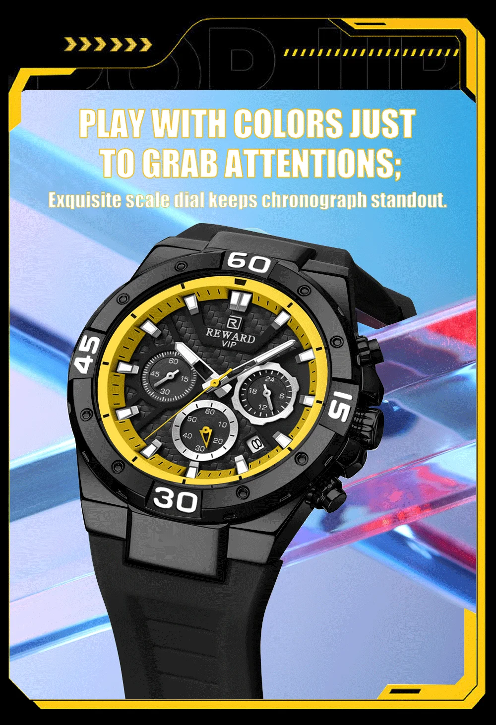 Wholesale REWARD RD83965M Chronograph Quartz Watches Auto Date
