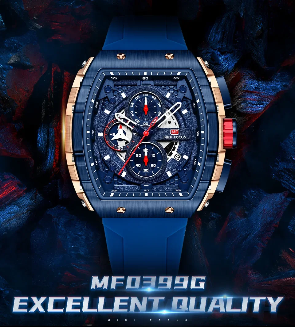 MINI FOCUS MF0399G Original Luxury Men Chronograph Quartz Watches