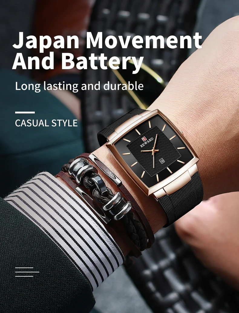 Reward RD62009M Luxury Business Men's Ultra-thin Casual Calendar Quartz Watches