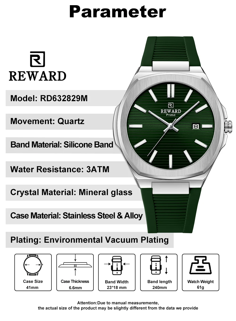Quartz Movement Inside REWARD RD632829M Watch