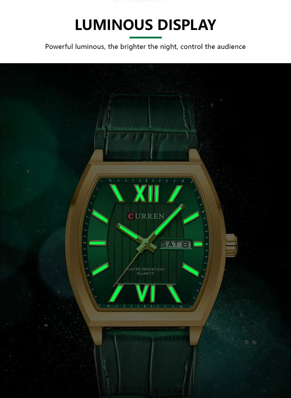 CURREN 8478 Men's Waterproof Watch: Roman Numeral Dial with Day-Date & Luminous