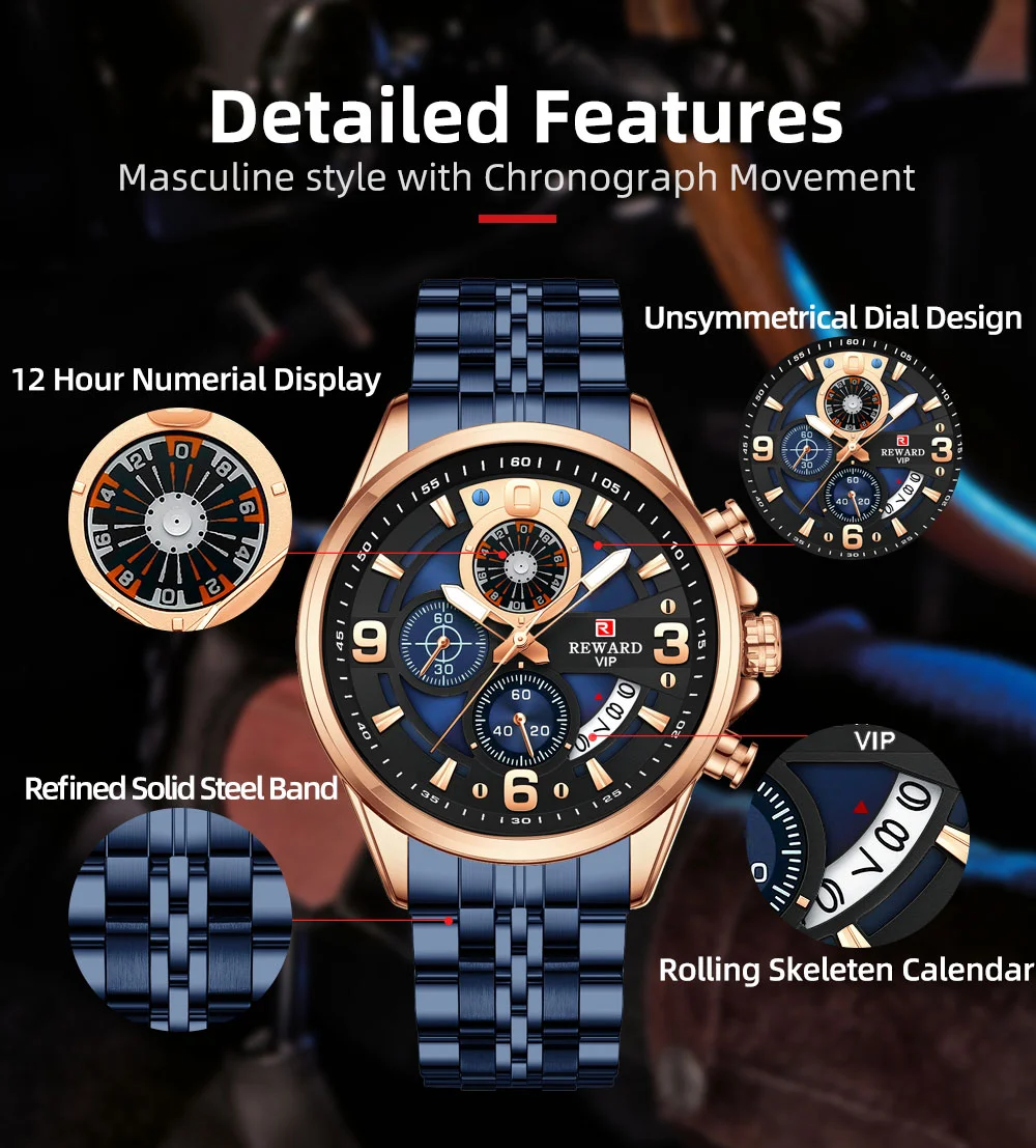 REWARD VIP RD81057M Wholesale Men's Chrono Sports Steel Watches