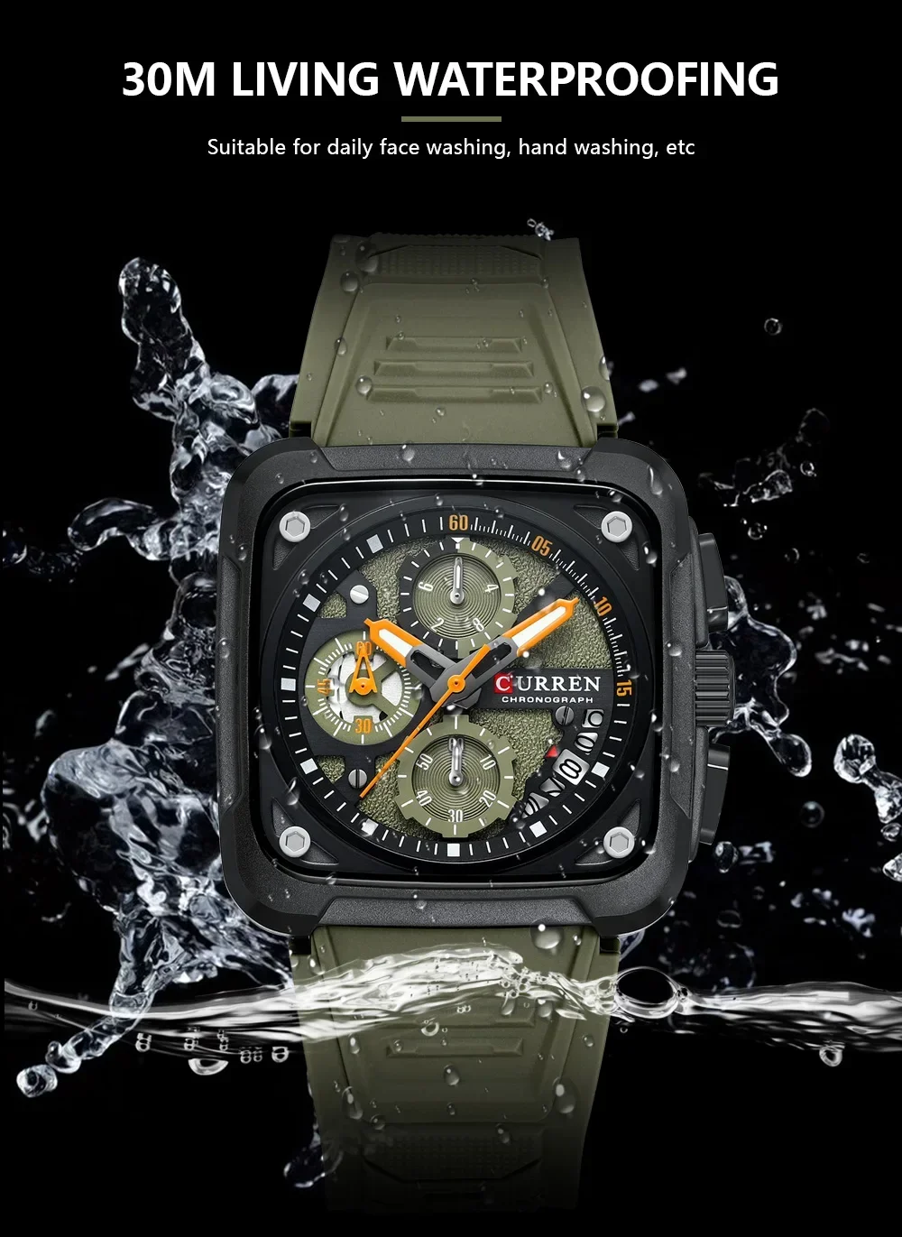 CURREN 8461 waterproof men's wristwatch worn outdoors