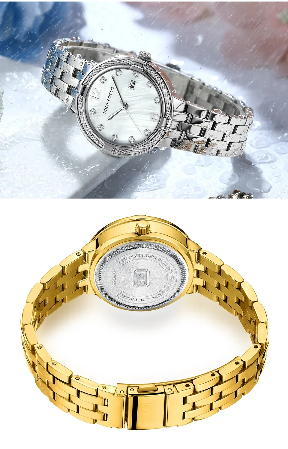 MINI FOCUS MF0626L Women's Mother of Pearl Quartz Watch with Date