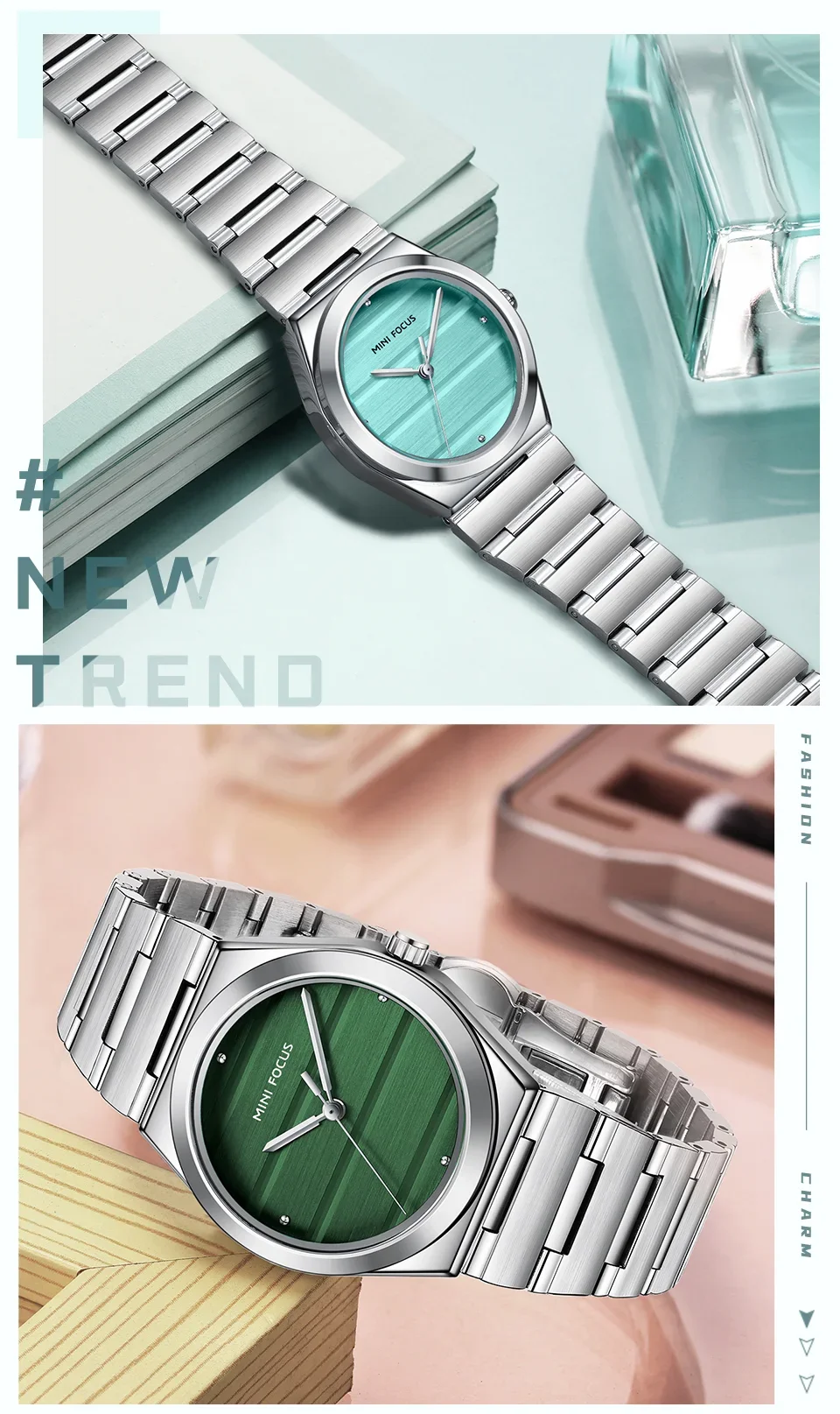 In-Stock MINI FOCUS MF0611L Women's Casual Business Watch Supplier - Steel Band Japanese Movement Bulk