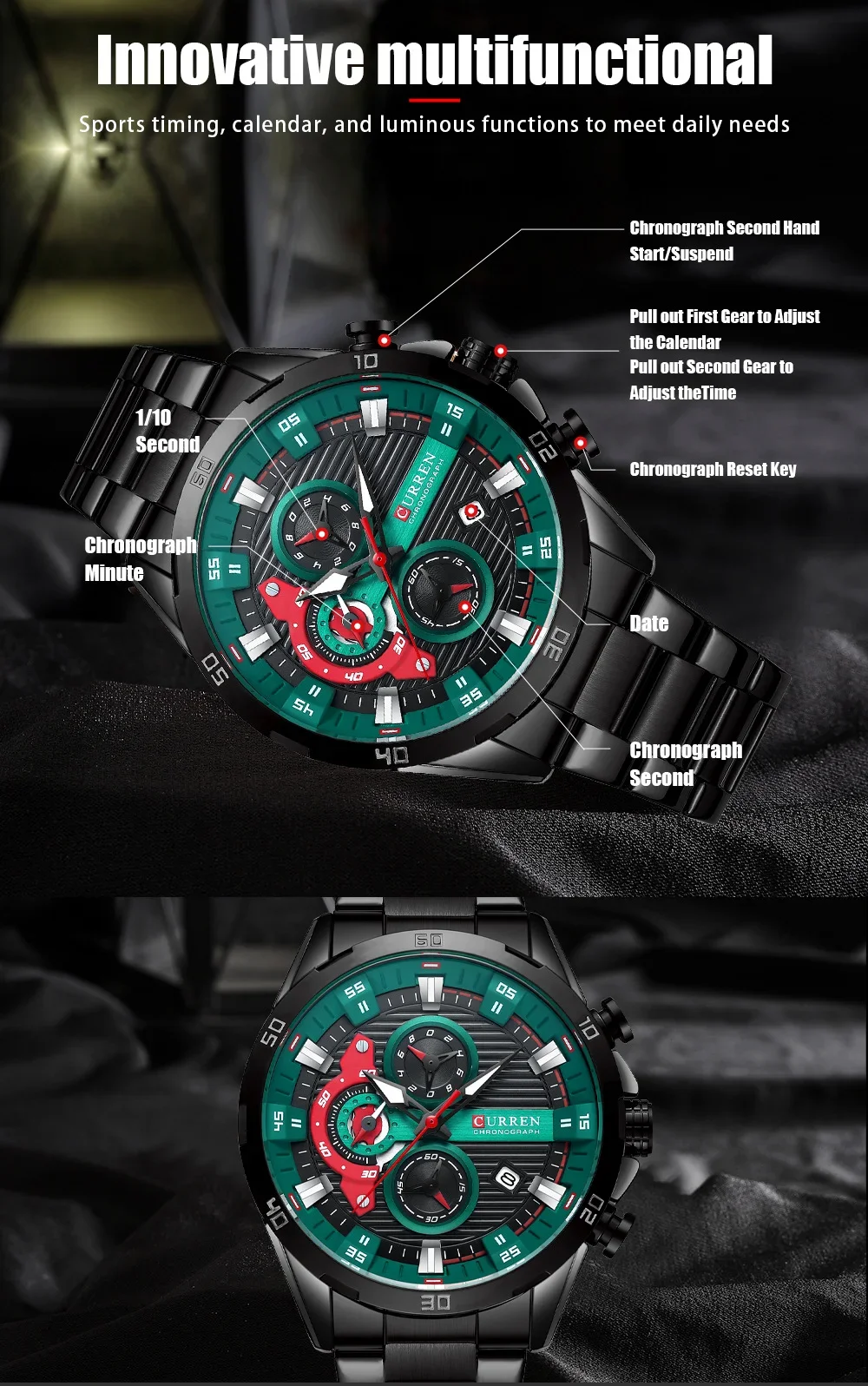 Man Wearing Curren 8402 Watch in a Sporty Lifestyle Setting