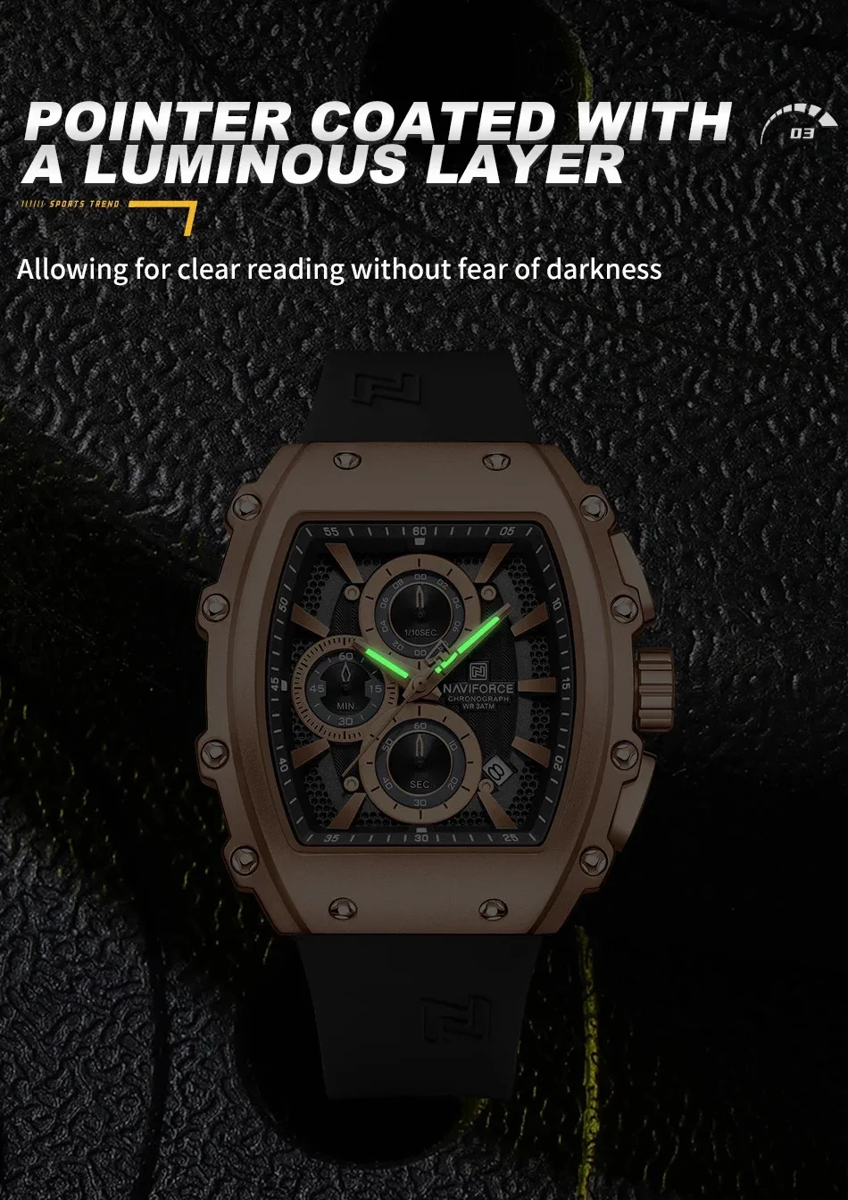 NAVIFORCE NF8070 watch worn on a man's wrist