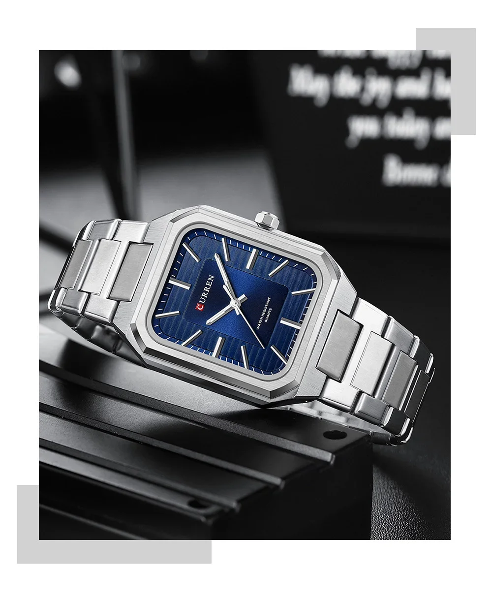 CURREN 8457 Wholesale Square Stainless Steel Quartz Men's Watch