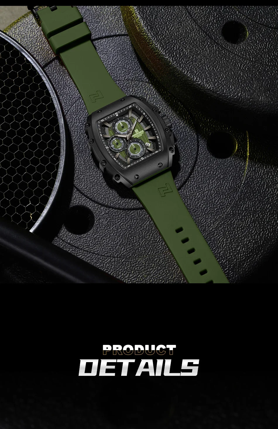 NAVIFORCE NF8070 3-Subdial Men's Sports Waterproof Quartz Watches