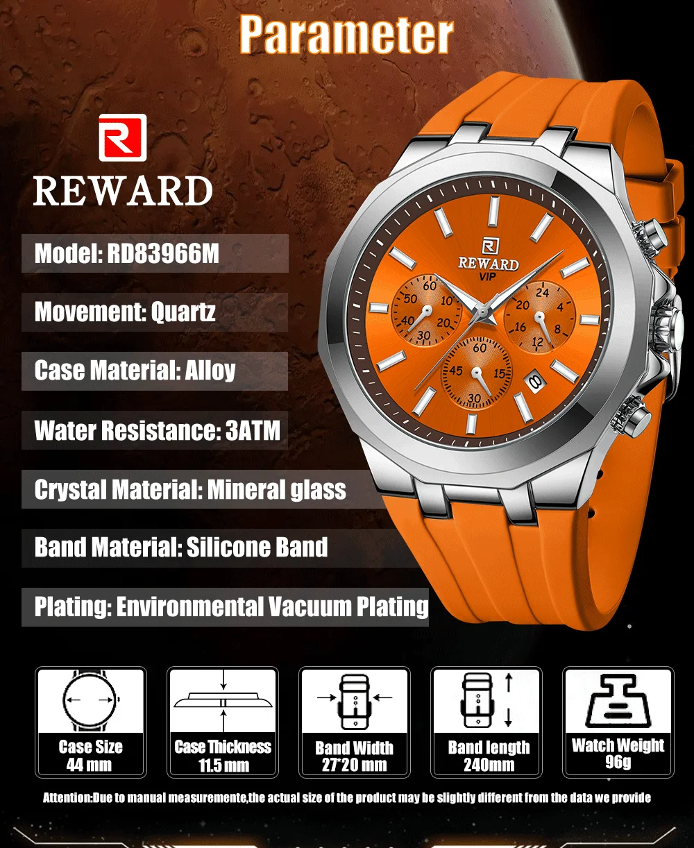 REWARD VIP Watch for Men Custom Luxury Fashion Silicone Sport Watches RD83966M
