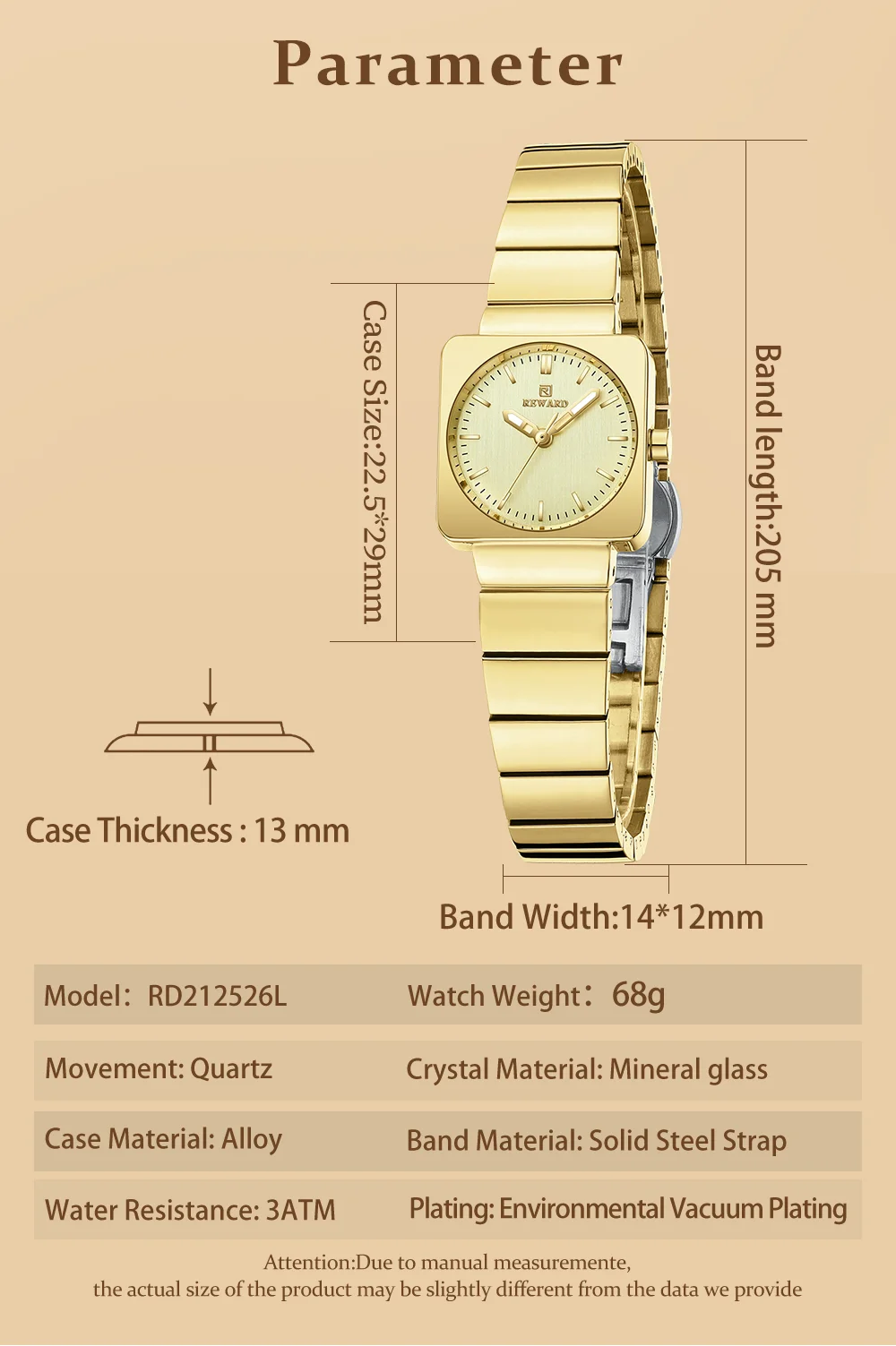 Reward RD212526L Stainless Steel Strap Detail