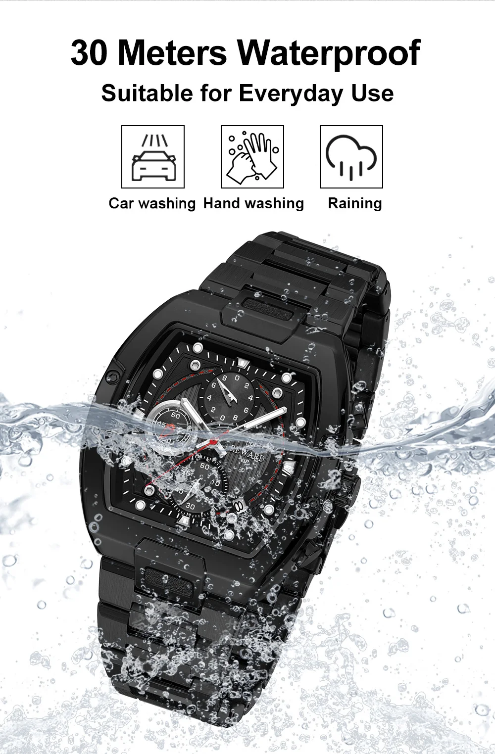 REWARD RD812264M Men's Tonneau Chronograph Quartz Watch Supplier