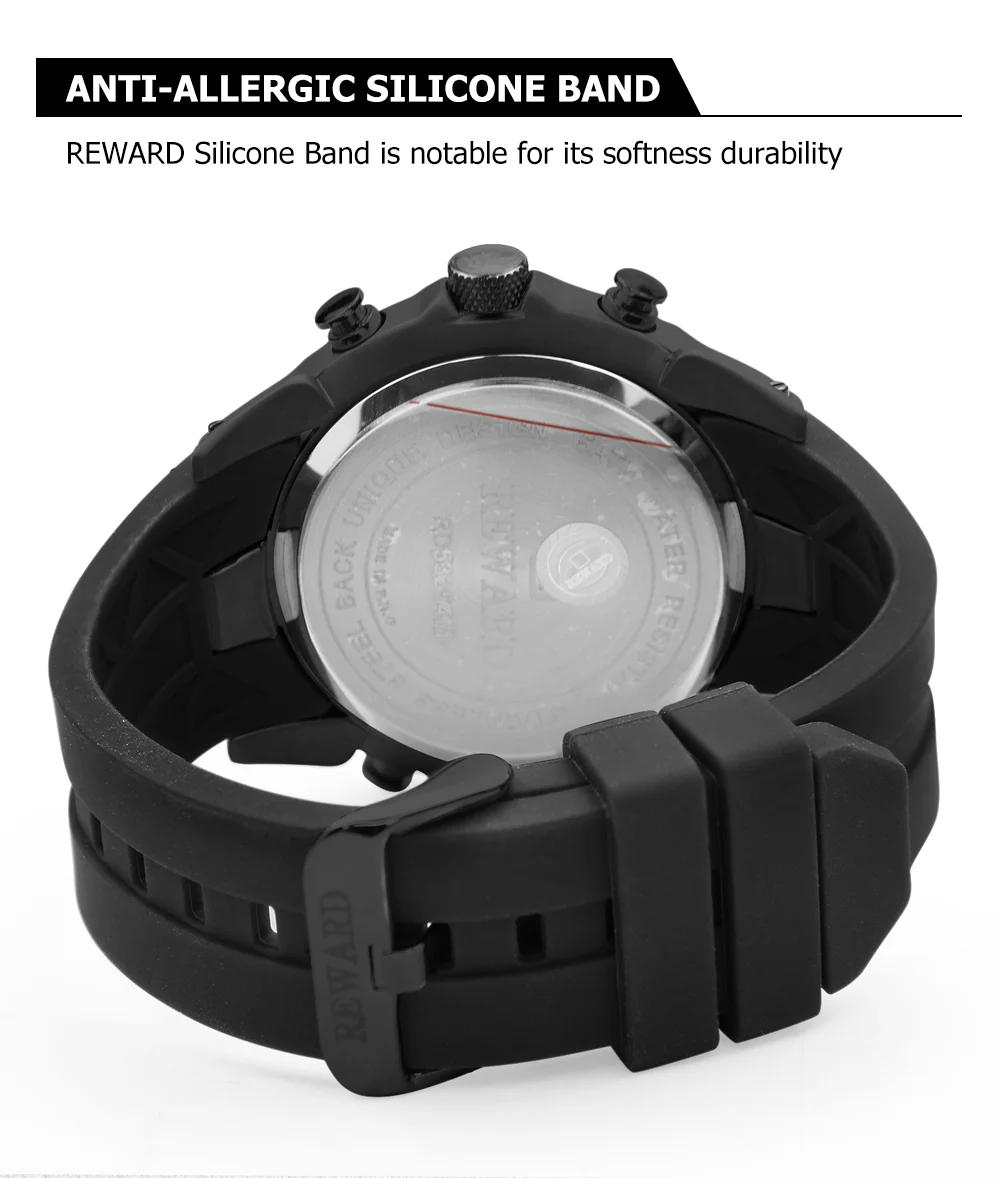 REWARD RD53254M Men Multifunctional Night Light Electronic Watch