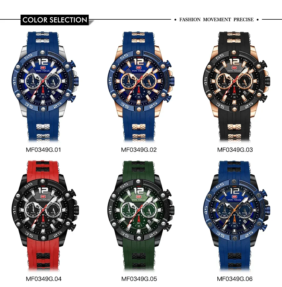 Factory Direct MINI FOCUS MF0349G Sport Quartz Men Watch Custom Logo RTS