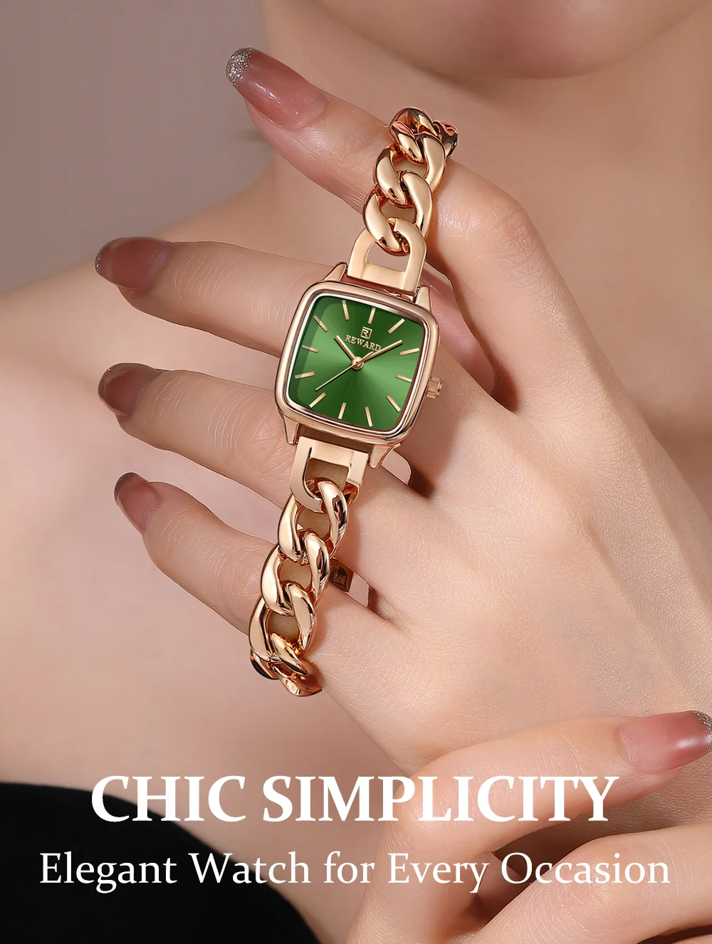 Reward RD211513L Elegant Women Wristwatch Luxury Slim Square Quartz Waterproof Fashion Dress Watch