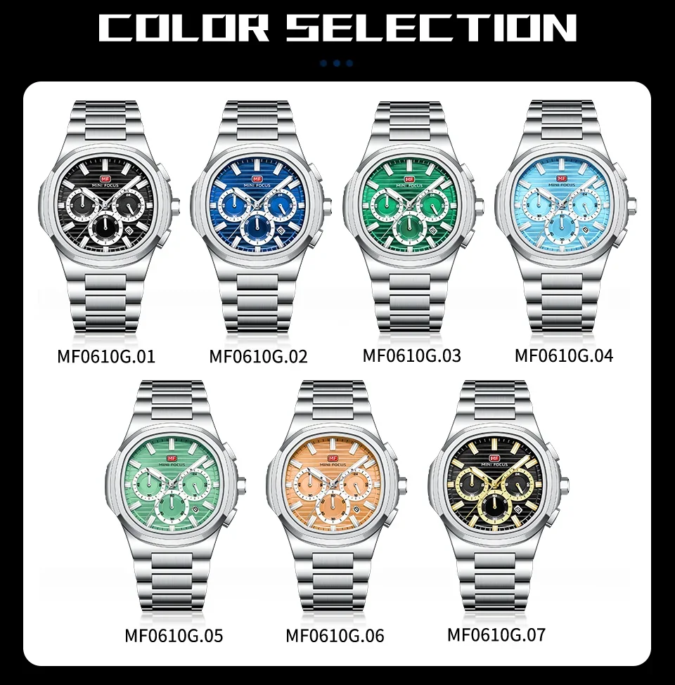 MINI FOCUS MF0610G Wholesale Men's Business Quartz Watch–Ready to Ship Luminous Multi-Function Watches