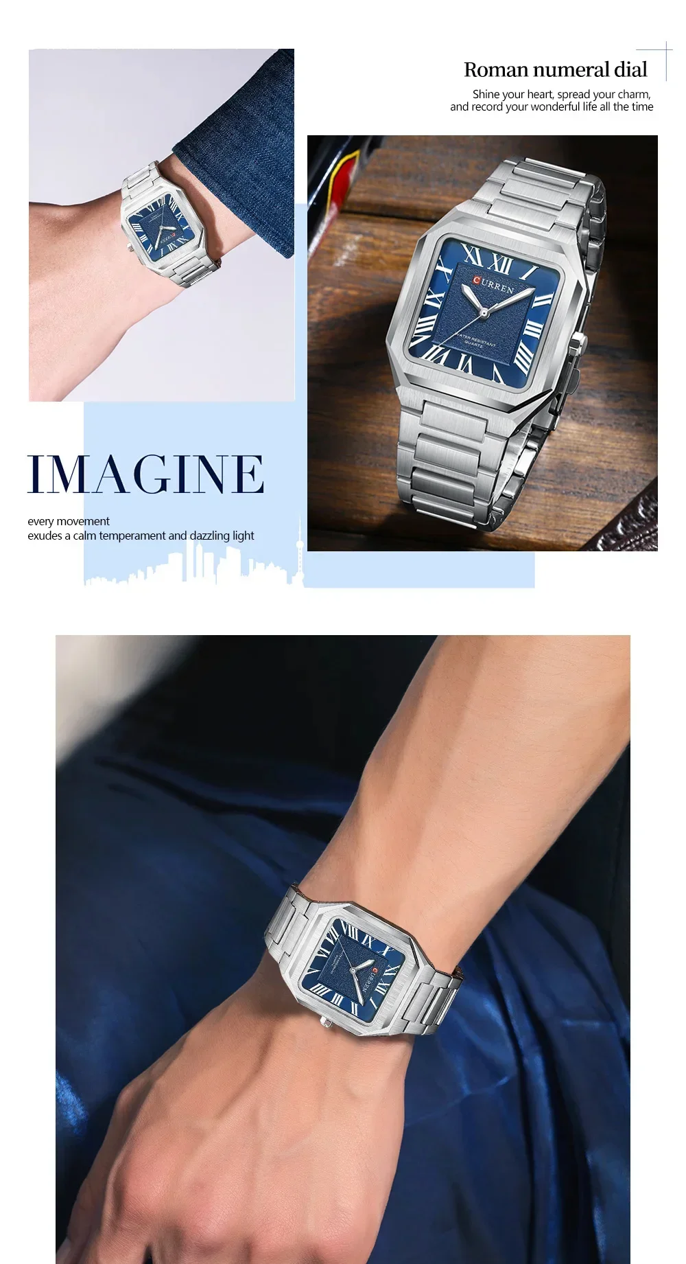 CURREN 8482 Original Mens Square Stainless Steel Watch | Supplier