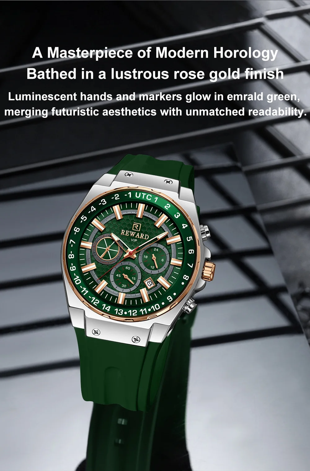 REWARD Men's 3-Subdial Chronograph Silicone Strap Watch RD833049M