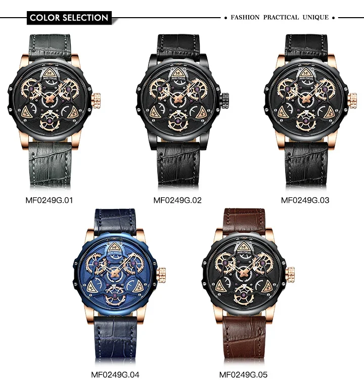 Mini Focus MF0249G Skeleton Watch Front View