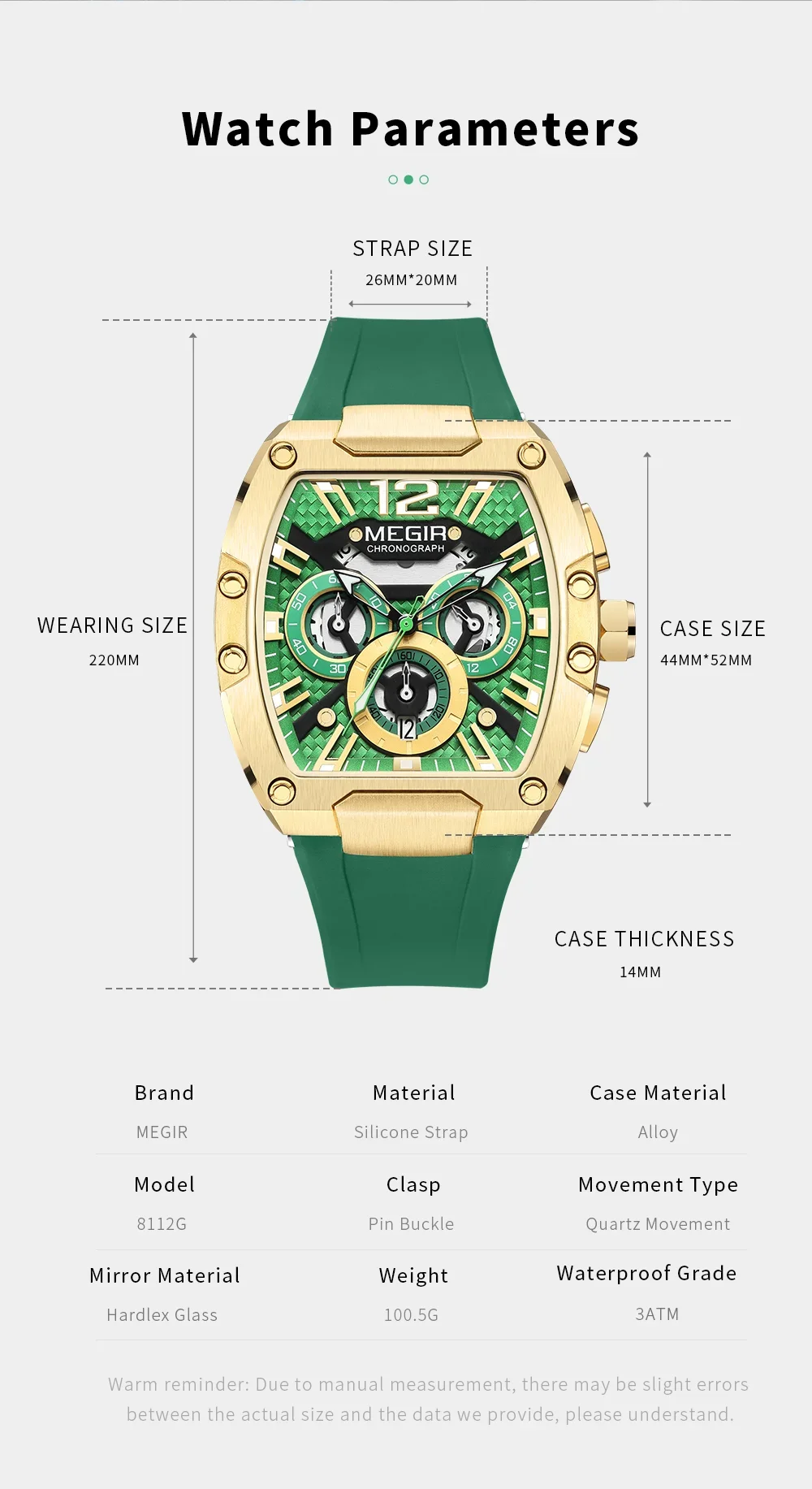 Factory Direct Megir 8112G High Quality Glow in the Dark Sport Quartz Watch