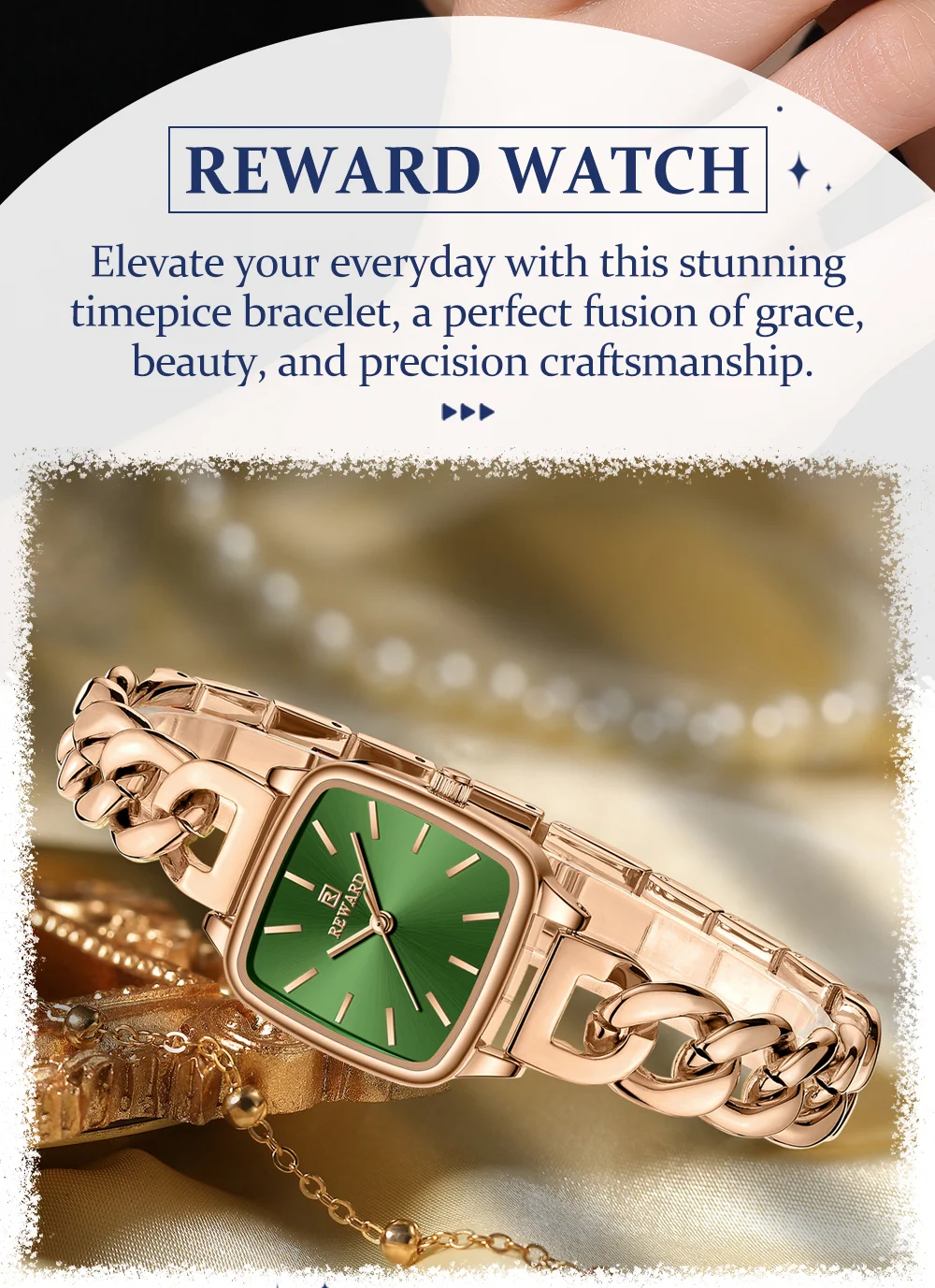 Reward RD211513L Elegant Women Wristwatch Luxury Slim Square Quartz Waterproof Fashion Dress Watch