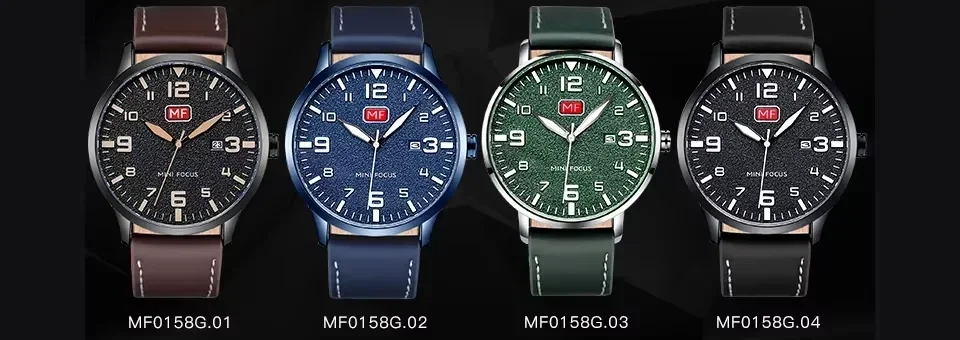MINI FOCUS MF0158G Japan Movement Leather Quartz Men Watch