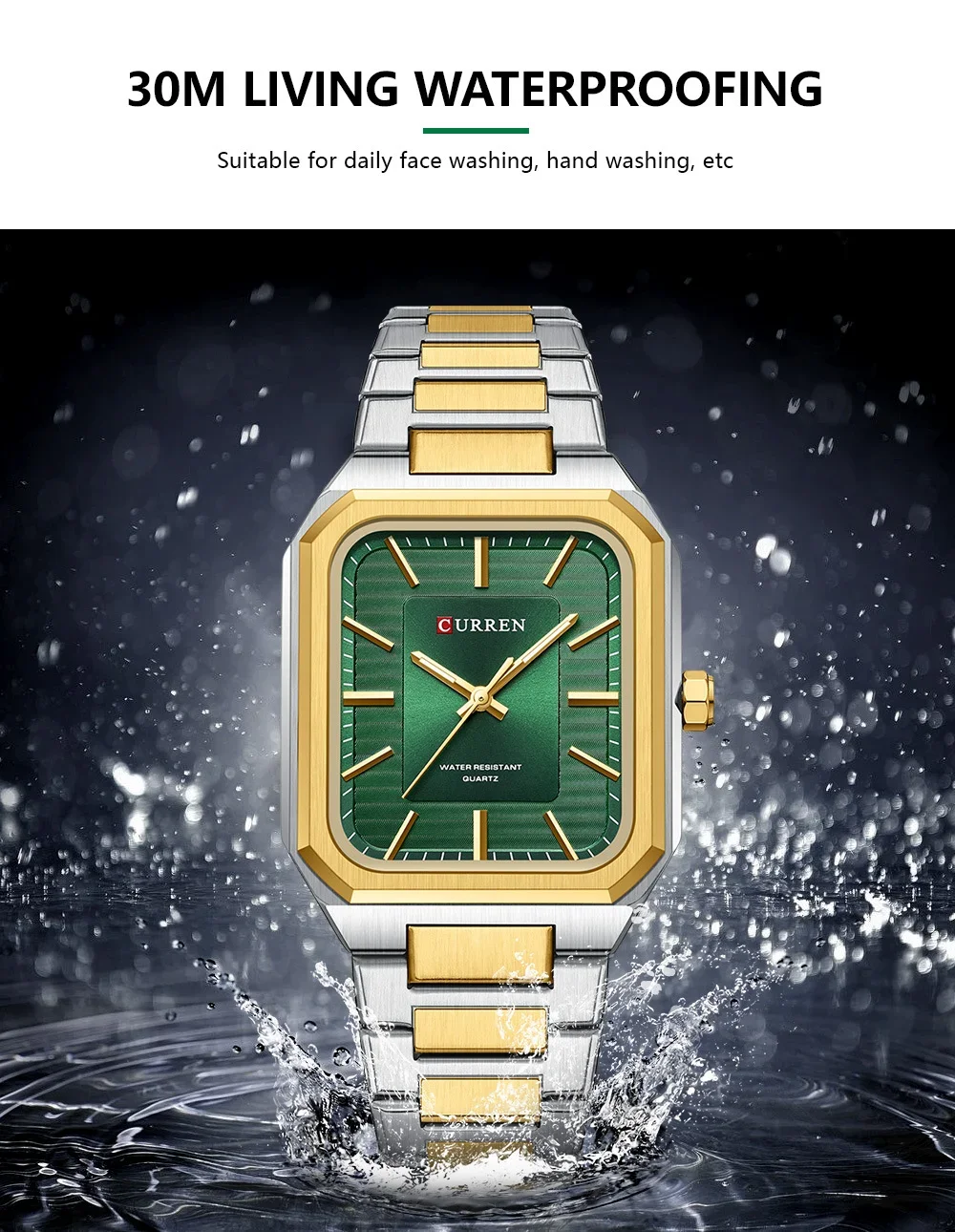 Close-up of Curren 8457 quartz mechanism and waterproof seal