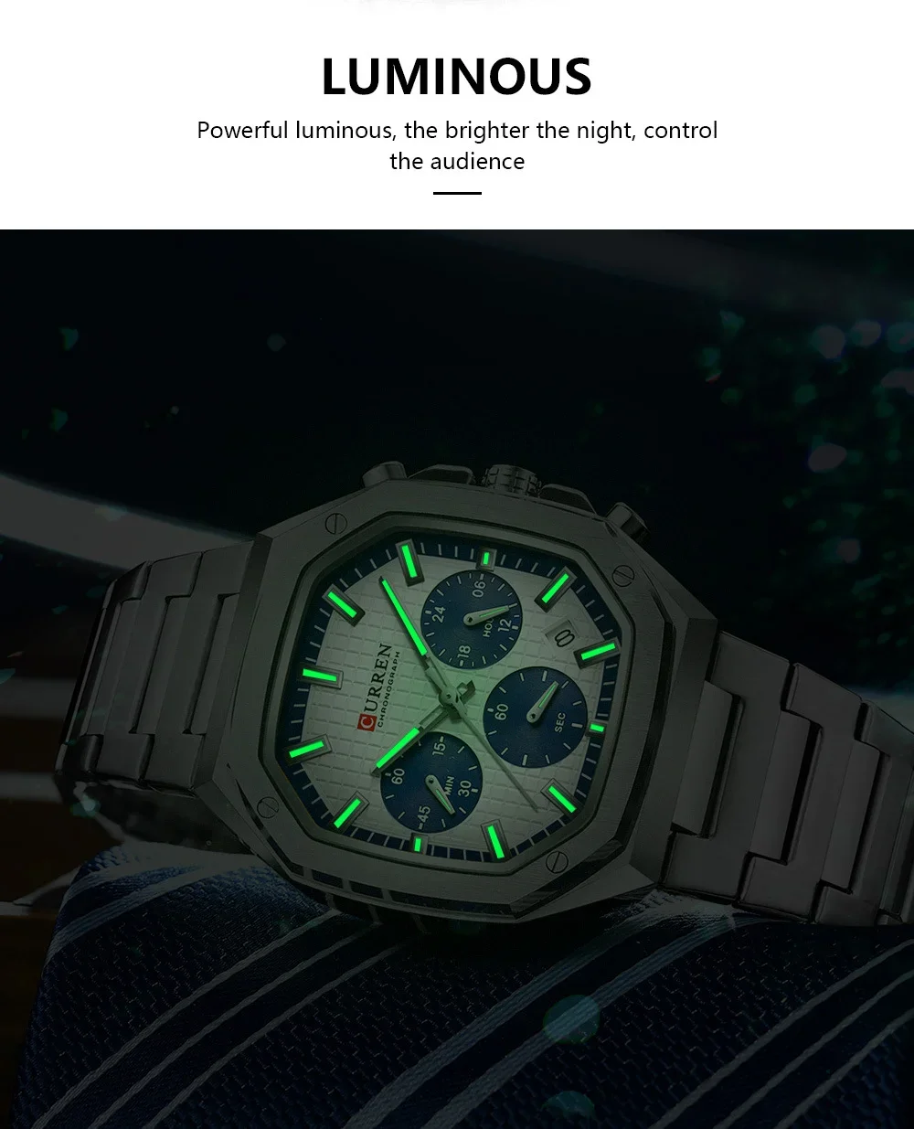 Curren 8459 Men's Watch Chronograph Classic Sport Luminous Watches