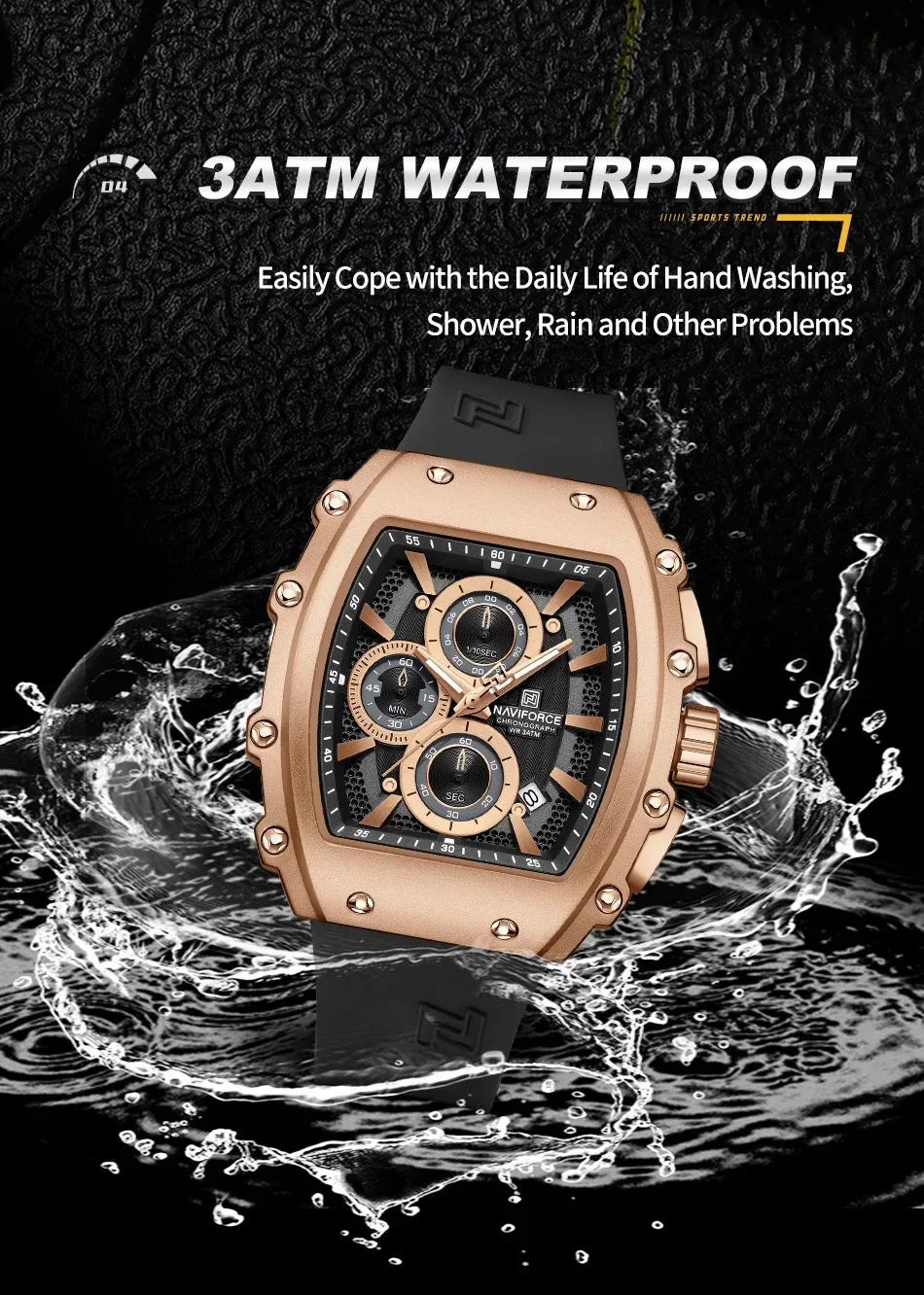 Luminous hands and 30M waterproof design of NAVIFORCE NF8070