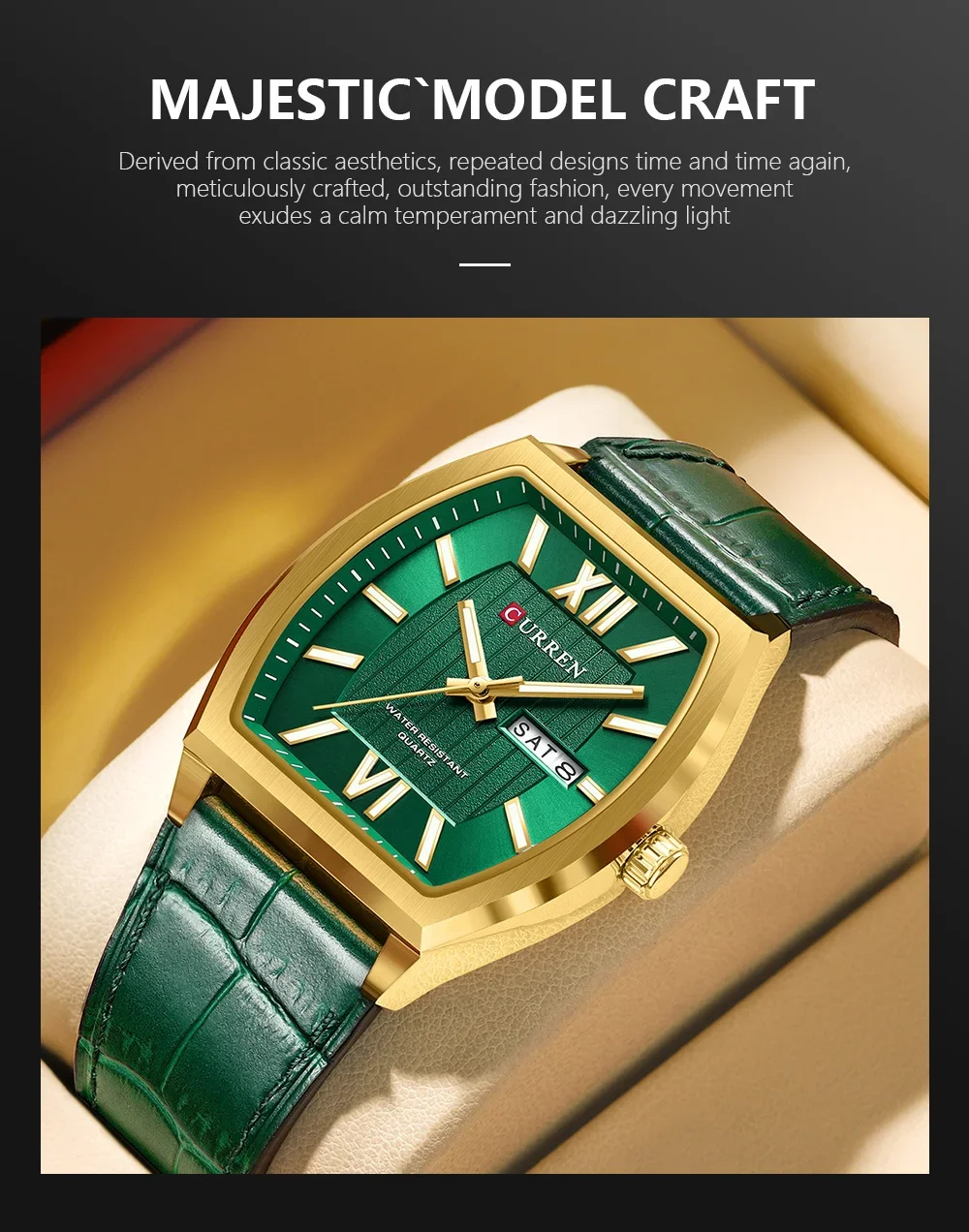 Curren 8478 genuine leather strap and alloy case