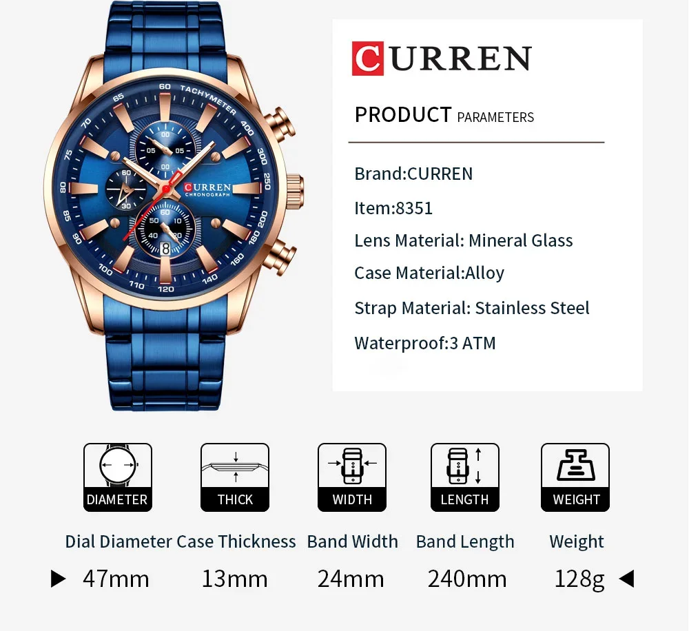 Curren 8351 watch on a wrist in a casual setting