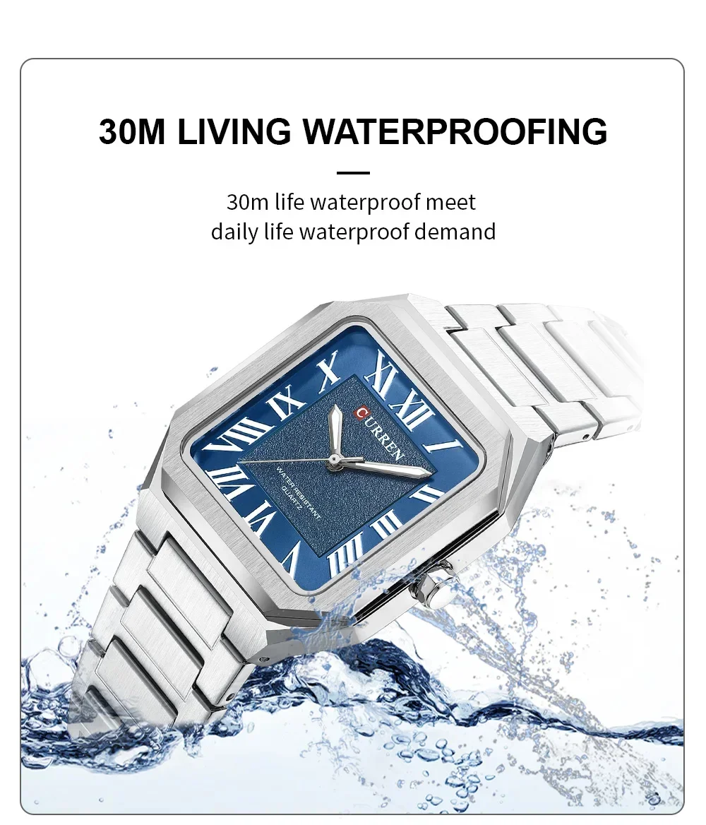 CURREN 8482 Original Mens Square Stainless Steel Watch | Supplier