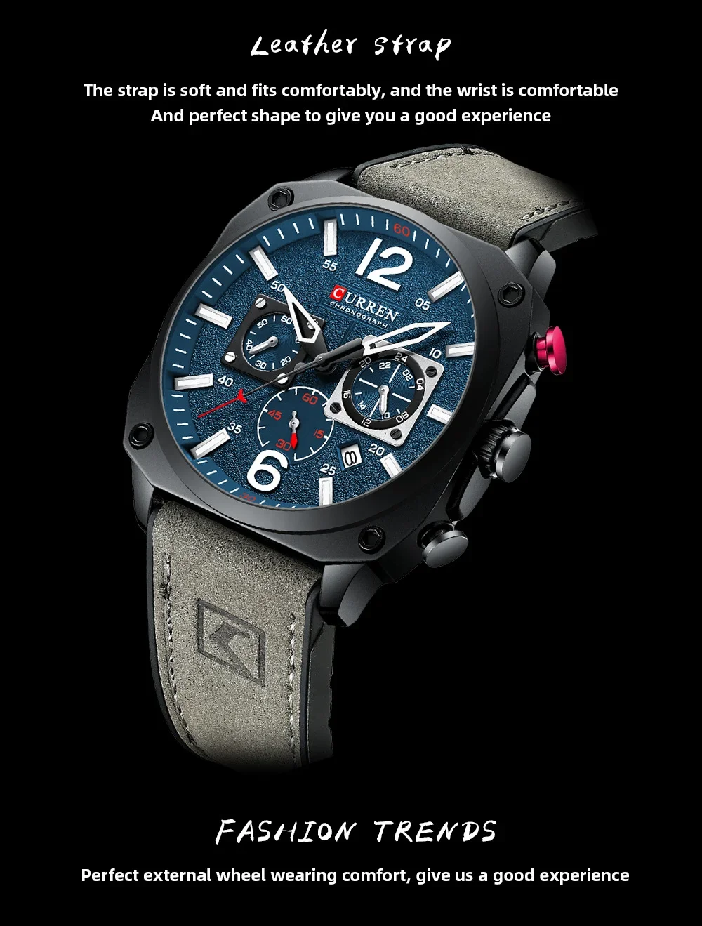 Factory Direct CURREN 8398 Men's Chronograph Leather Watch - Ready to Ship