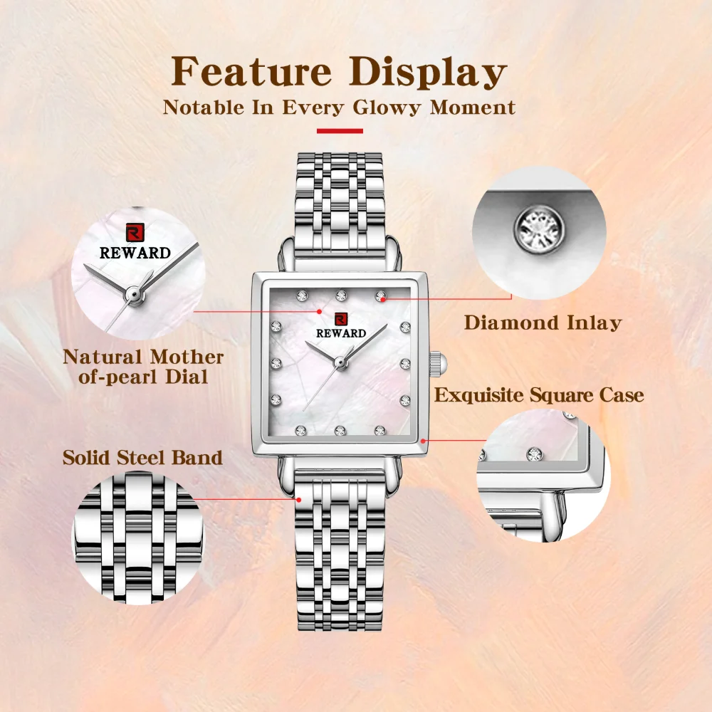 Close-up of Mother of Pearl Dial and Diamond Hour Markers
