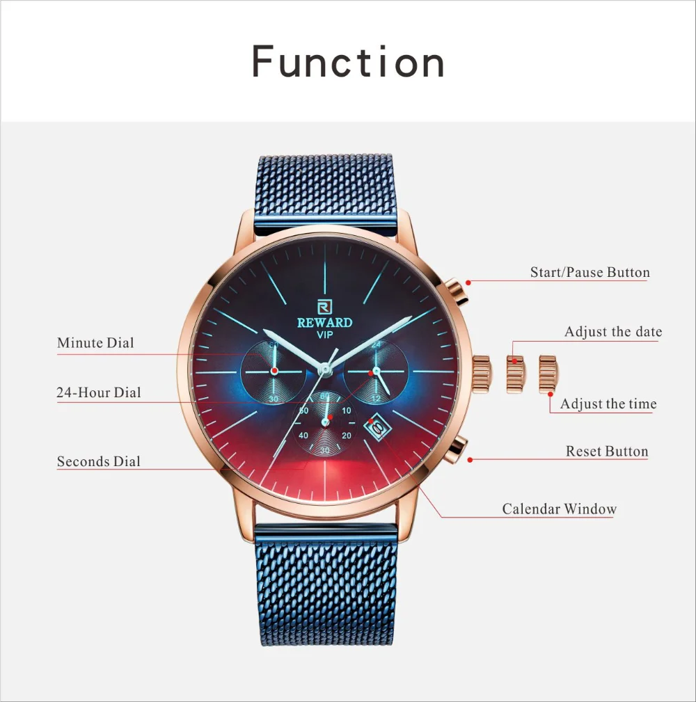 Reward RD82004M 24-Hour Chronograph Functions