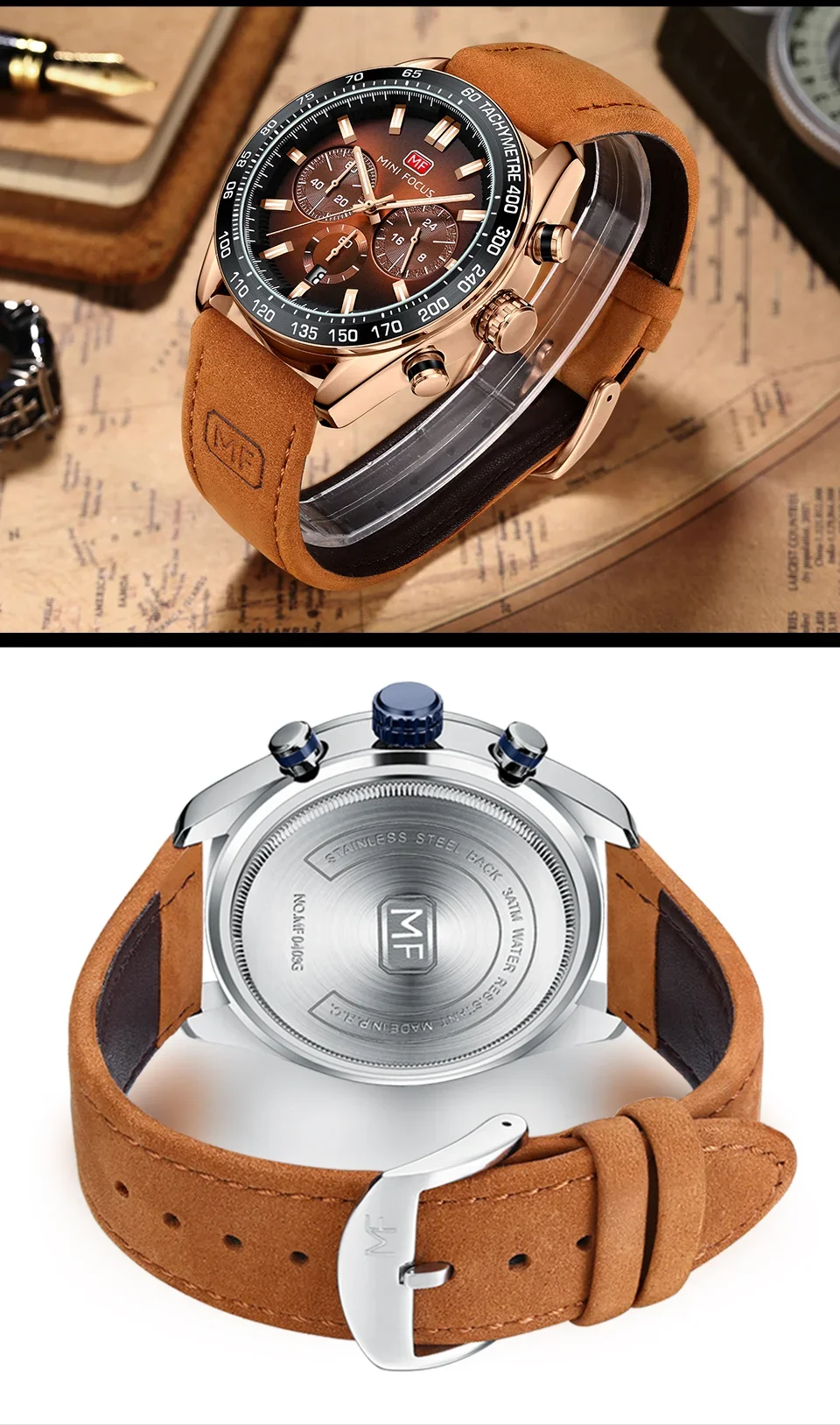 MINI FOCUS MF0403G watch on a leather strap