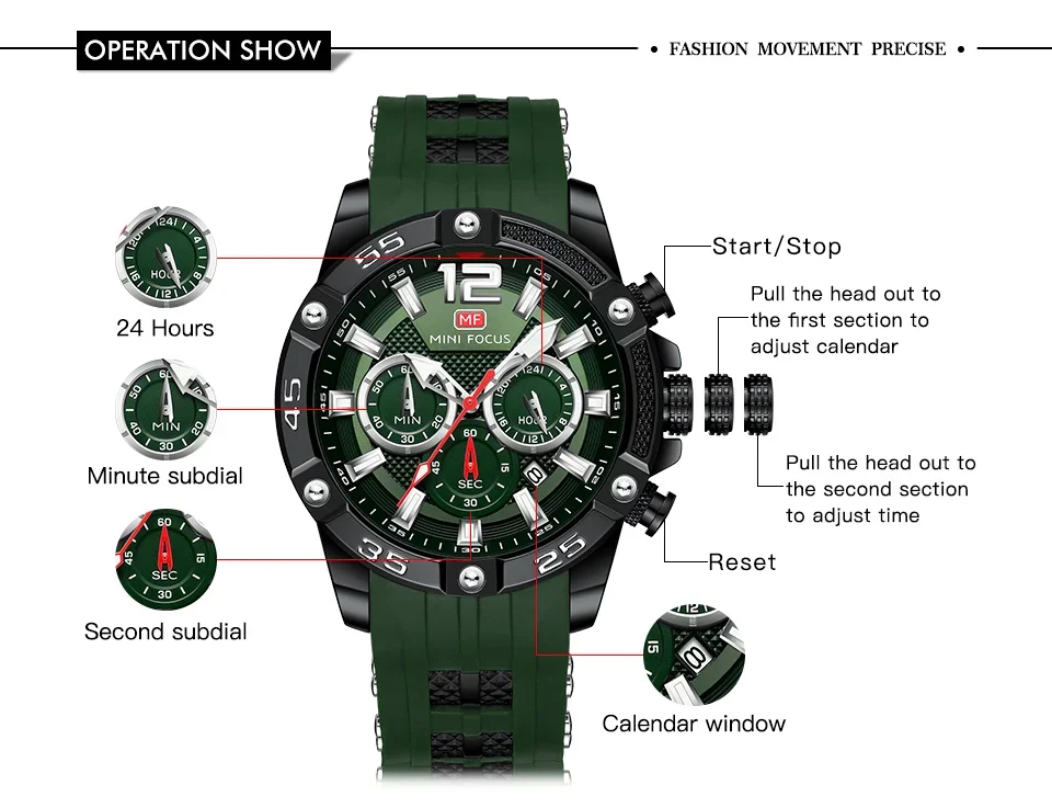 Factory Direct MINI FOCUS MF0349G Sport Quartz Men Watch Custom Logo RTS