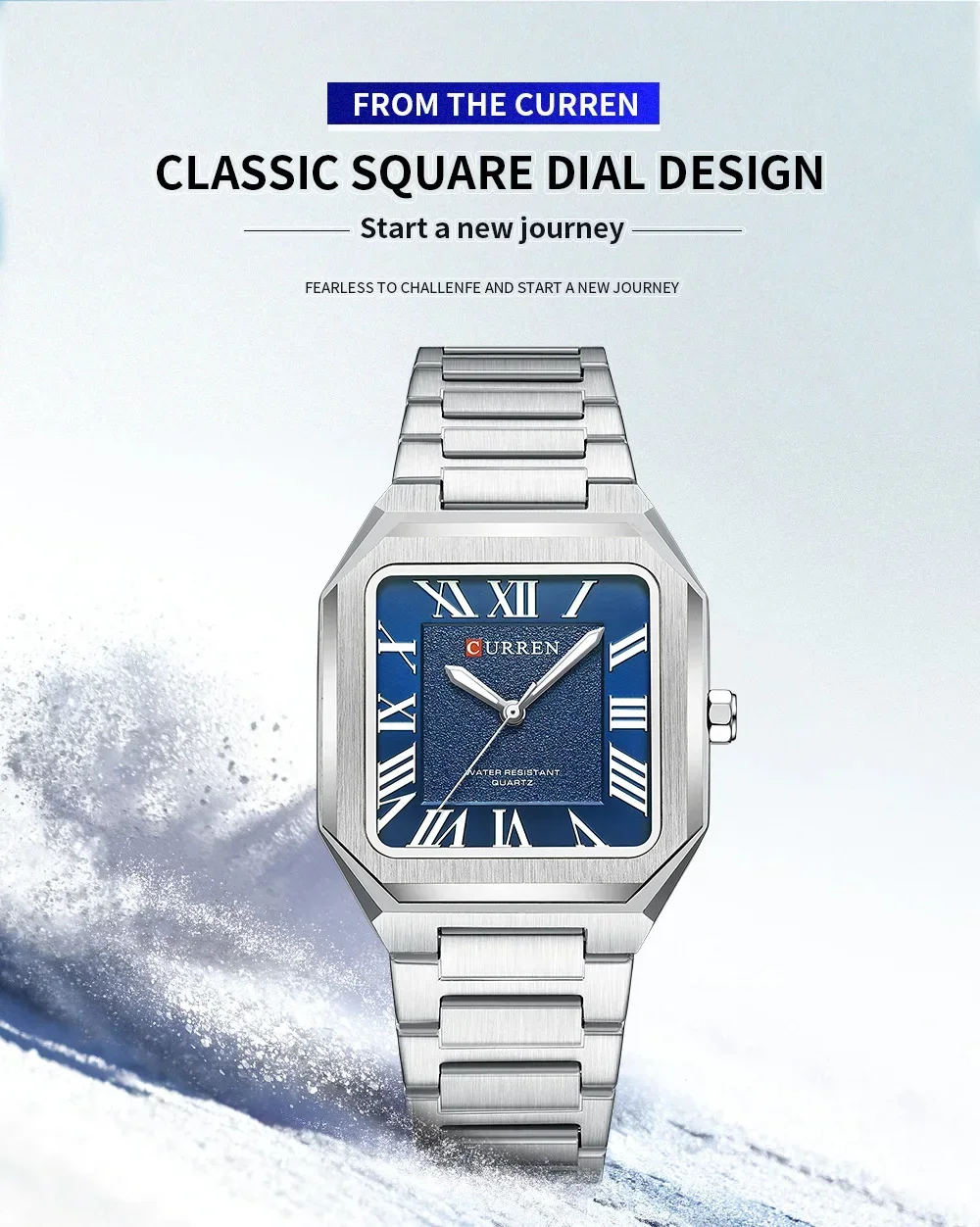 CURREN 8482 Original Mens Square Stainless Steel Watch | Supplier