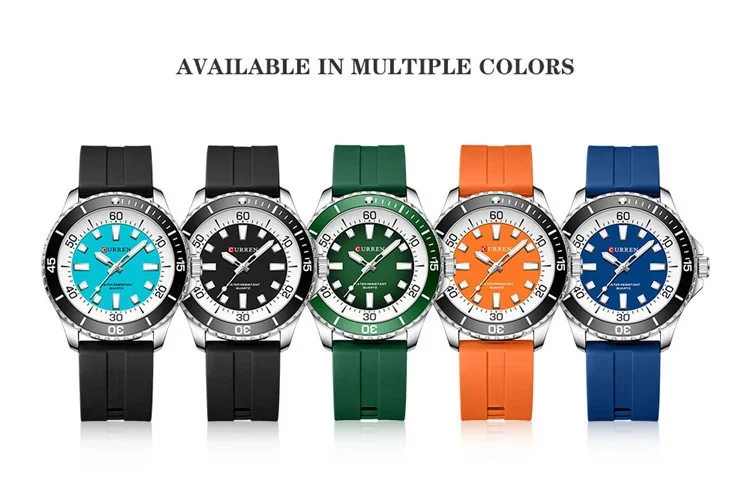 Curren 8448 waterproof sport watch with alloy case and silicone strap
