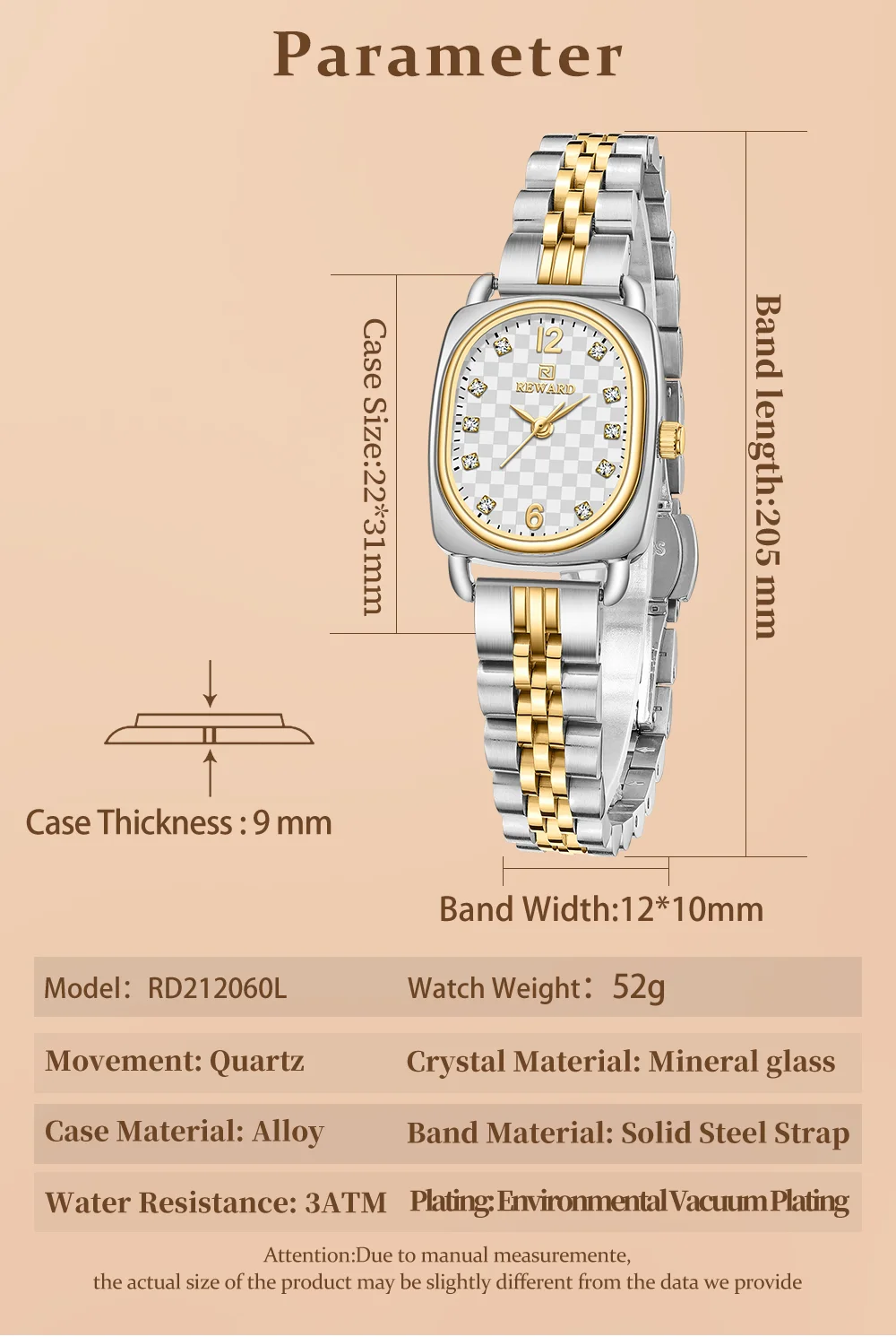 Reward RD212060L watch on a woman's wrist