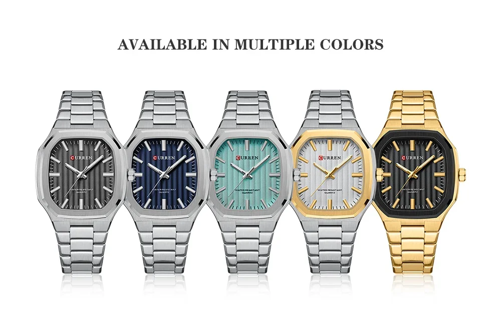 Curren 8458 men's square watch front view